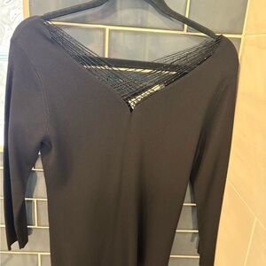 Talk of the Walk Black V-Neck Dress Top